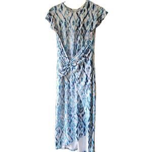 NWT Shoshanna Women's Blue Quinn Asymmetric Crew Neck Midi Dress Size 4 $365